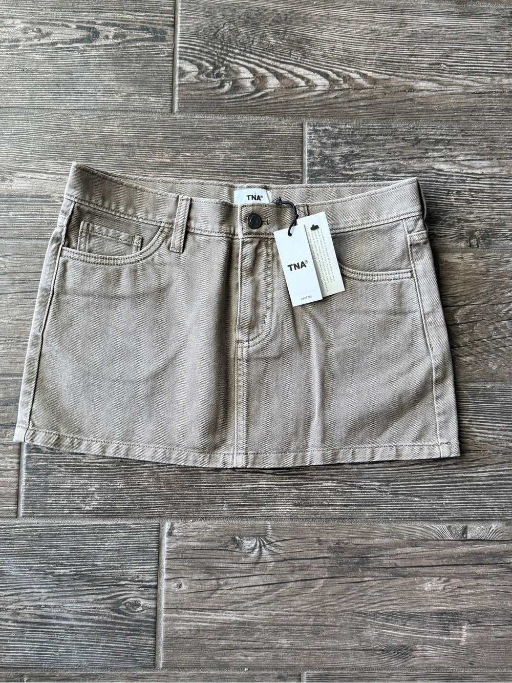 Aritzia TNA Tan Payton Denim Mini Skirt